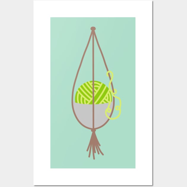 Hanging yarn ball plant Wall Art by HELLOhappy